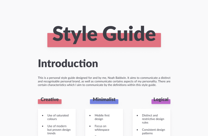 A snippet of the style guide